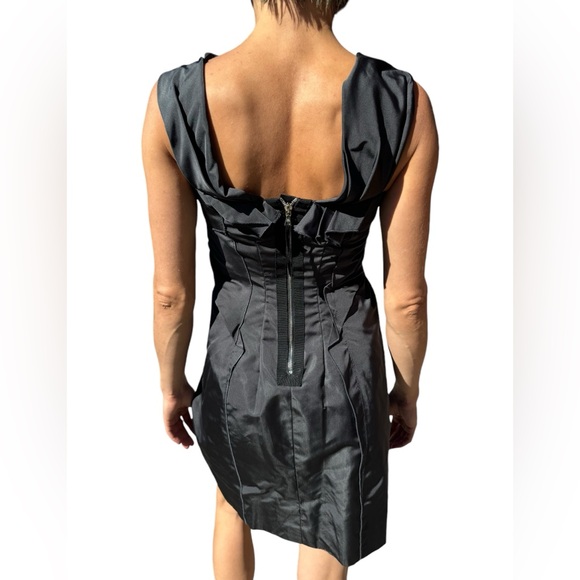 Marc Jacobs Sz 4 Black Draped Silk Bubble Hem Dress - Picture 5 of 8